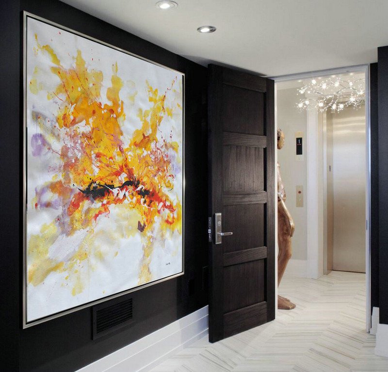 Large Abstract Art,Oversized Abstract Oil Painting,Original Art Acrylic Painting,Yellow,White,Purple,Red.etc